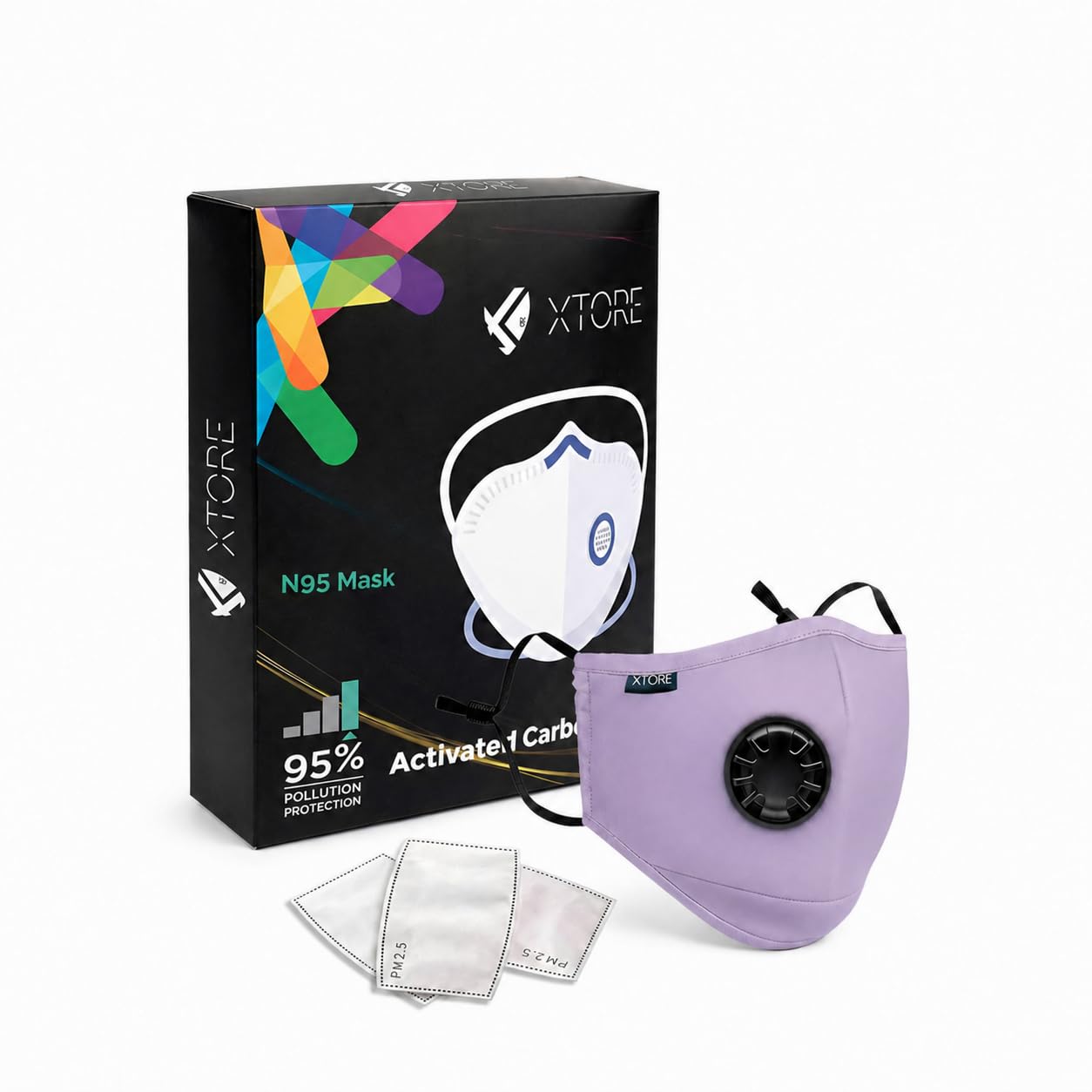 Xtore Certified N99 FDA CE Washable Mask with Replaceable 5 layer filter (1 mask 2 Filter, Lavender)-image-13