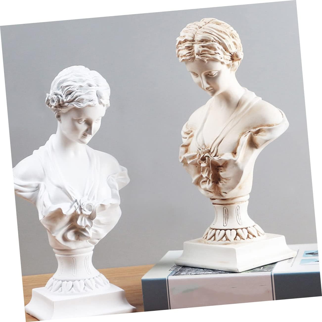 Luxshiny European Style Bust Statue Sculpture Decor for Home Office Realistic Design Figure Compact Miniature Ornament for Desktop Display