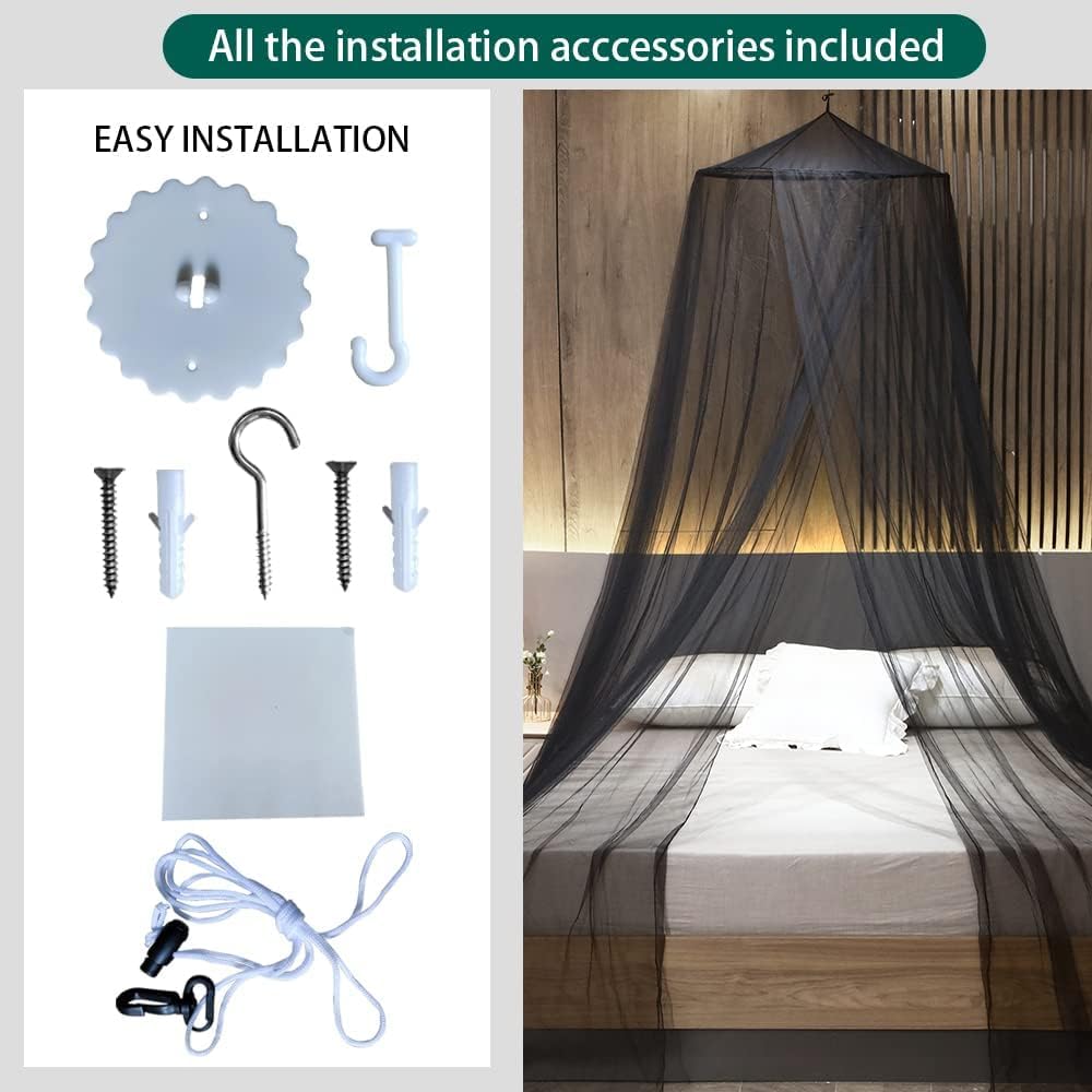ZIQINPSQ Bed Canopy,Fine-mesh mosquito screen, insect screen, Hanging Bed Net Cover, including mounting material - Image 2