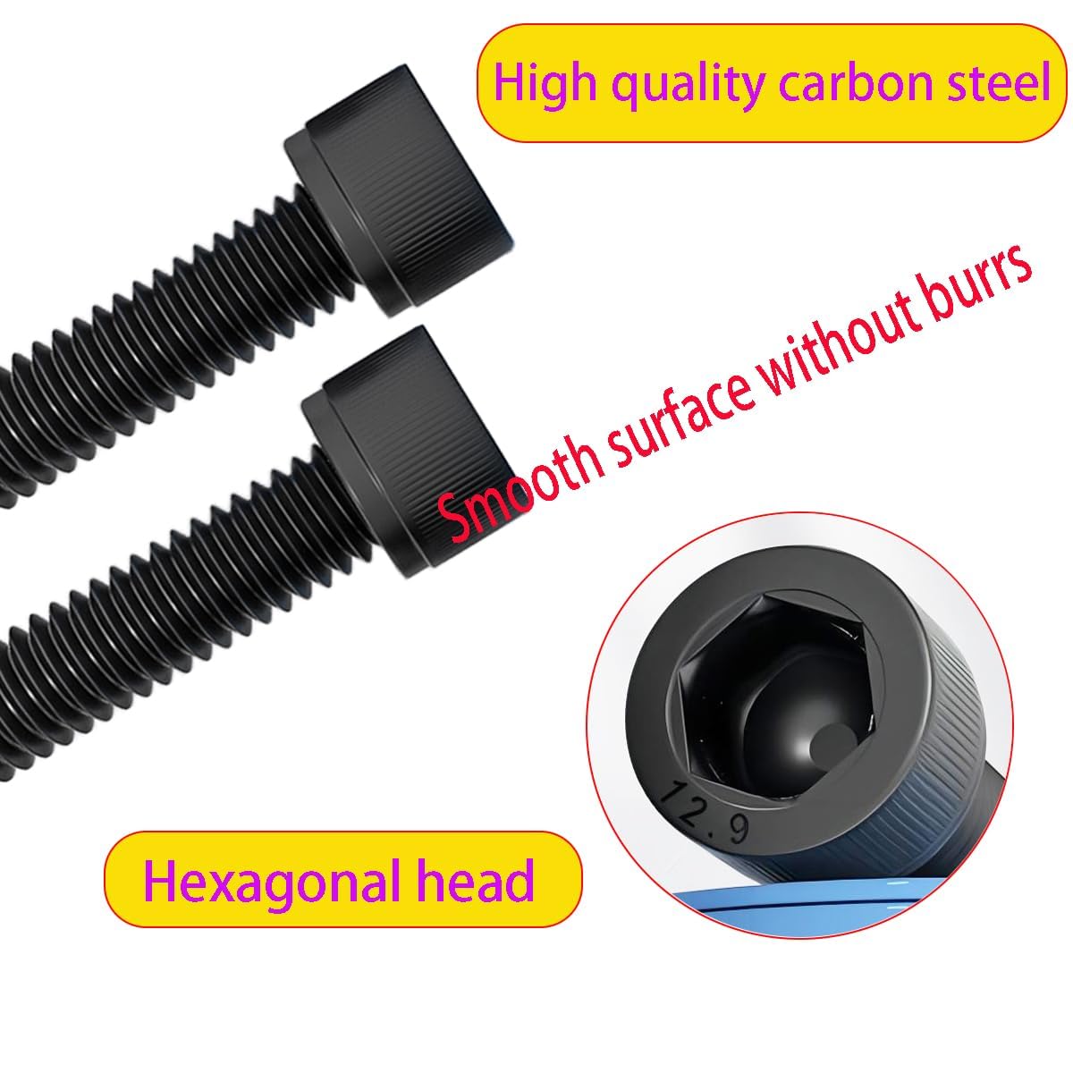 Qrity 20PCS M3x7mm Cylinder Screws with Hexagon Socket, Carbon Steel Fully Thread Fastener Screw - Image 3
