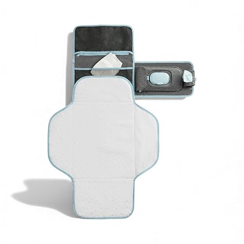 Safe Fit XtraGuard XL - Kit de cambio portátil con tecnología de iones plateados, gris jaspeado, 24 x 24 pulgadas, almohadilla de pañales de viaje