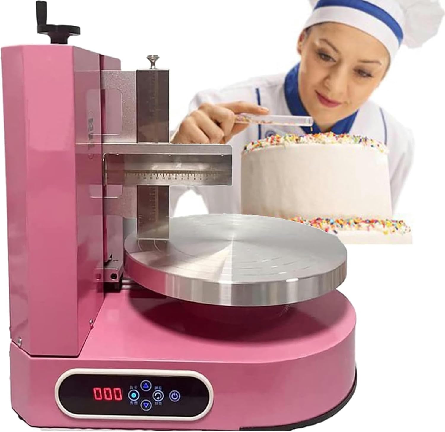 Automatic Cake Cream Spreading Machine Round Cake Cream Spreading Coating Filling Machine Birthday Cake Baking Tools Bakery Equipment,Pink-220V