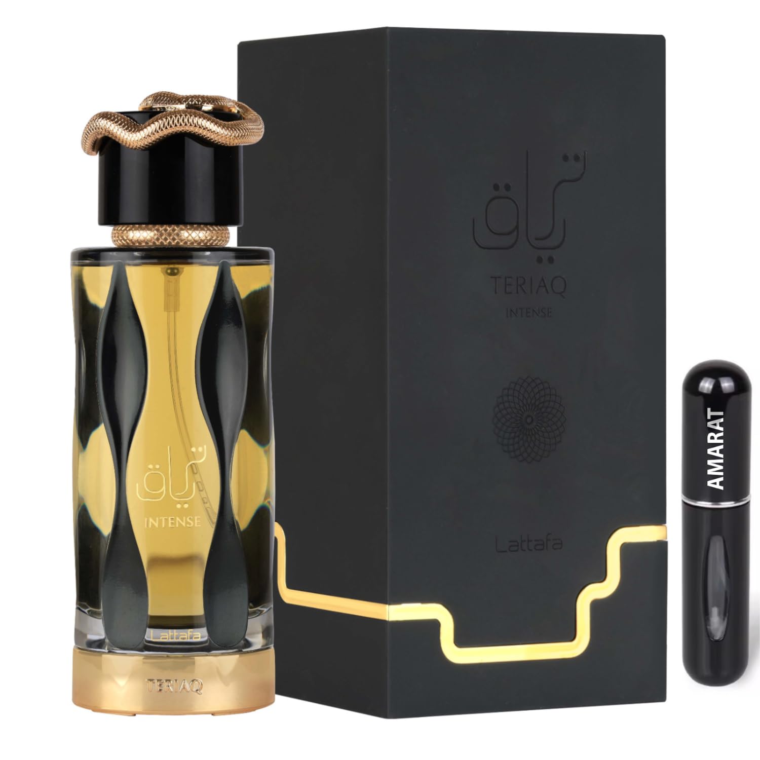 Teriaq Intense Original Parfüm 100 ml lang anhaltender arabischer Unisex Parfüm aus Dubai importiert mit nachfüllbarem Zerstäuber 5 ml Aromaduft (Intense)
