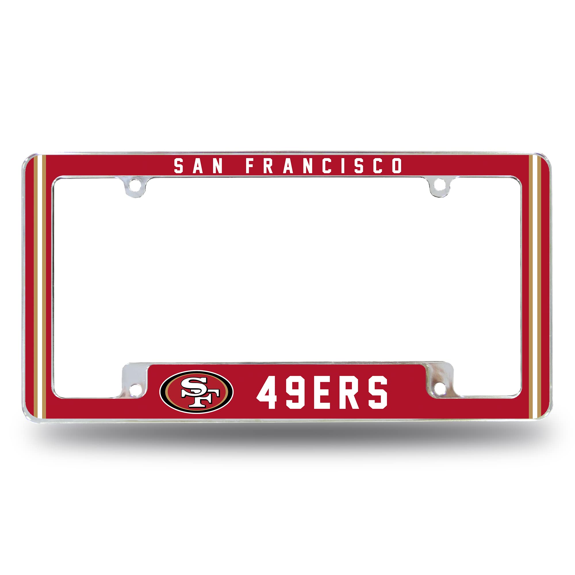 Rico Industries NFL San Francisco 49ers Alternate 12" x 6" Chrome - auto accessories | Mubboo