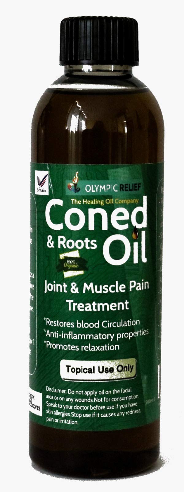 Coned & Roots Oil for Muscle and Joint Pain - 200ml per Bottle - Effective for Back, Knee & Arthritic Pain
