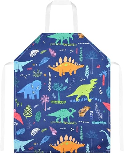 MOLEDINO Delantal de chef para niñas y niños, lindo dinosaurio para niños, delantal para cocina, pintura artística