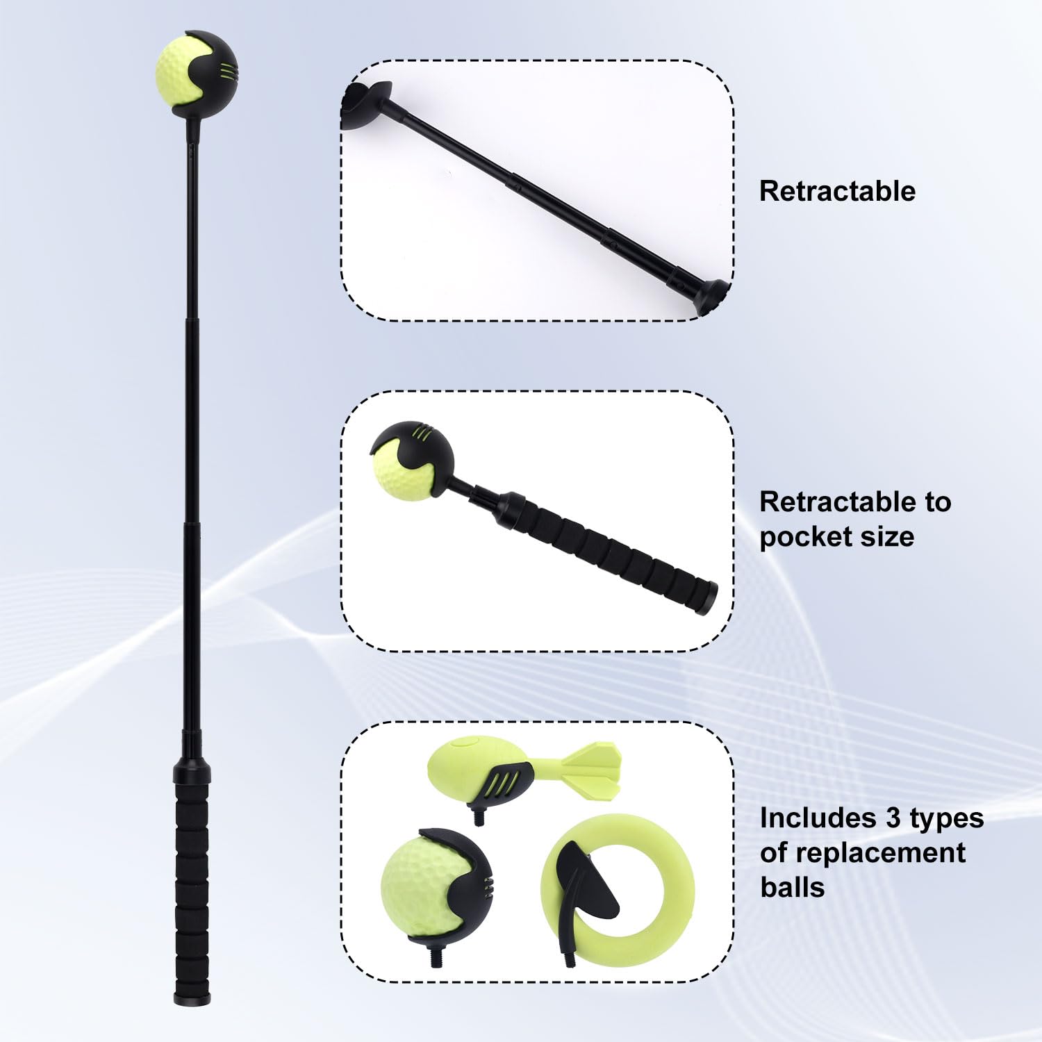 Retractable Dog Ball Thrower with 3 Replacement Balls, Manual Dogs Fetch Toy Thrower Stick - Image 3