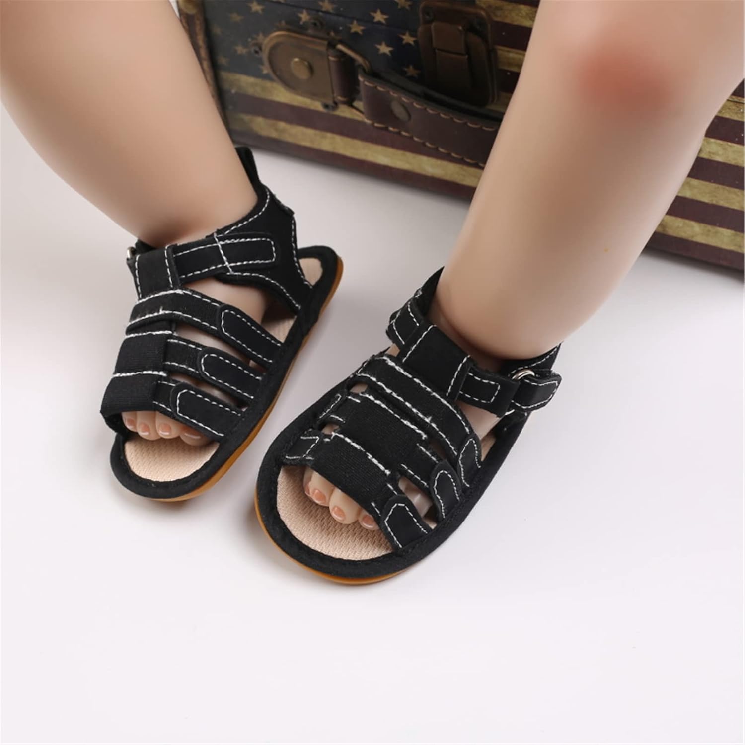 myppgg Baby Boys Summer Sandals Non-Slip Soft Sole Infant Slippers Cotton Crib Shoes for Toddler First Walkers
