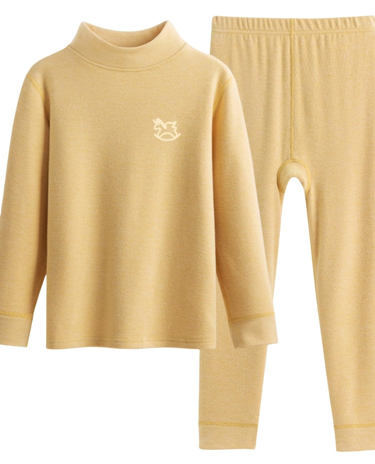 Zonto Ropa Interior de Invierno para niños Cuello Medio Alto Engrosado Traje De Niña con Dibujo De Cuello Medio Y Ropa Interior Térmica para Niños
