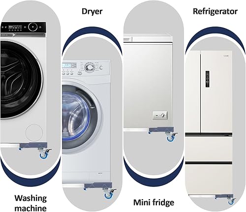 Miniatura 6 de Soporte para muebles con ruedas de bloqueo, soporte ajustable para lavadora, secadora, refrigerador