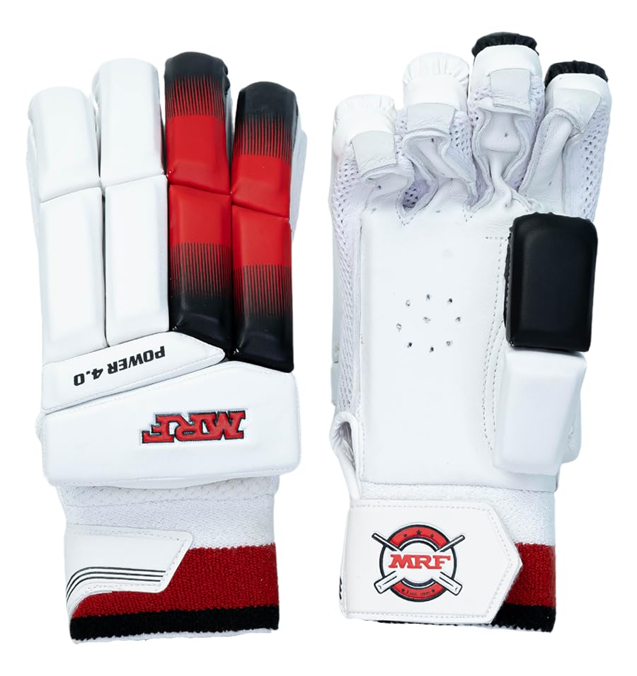 AASHRAY MRF Power Cricket Batting Gloves | 2025 Edition Professional Comfort & Protection (Power-4.0 Red-Navy-White, Mens RH, Right)-image-13