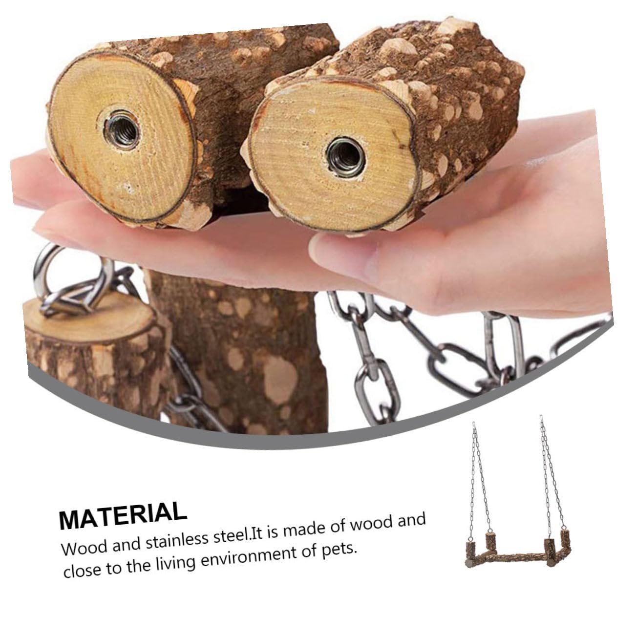 Vogelspielzeug Papageien Sitzstange aus Natürlichem Holz mit Schaukelfunktion Langlebiger Papageiensitzplatz für Wellensittiche und Kleine Vögel Fördert Balance Zufällige Farbe