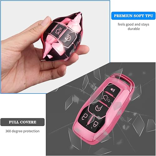 Miniatura 9 de QBUC Funda para llavero Ford con llavero, carcasa de llave compatible con Ford Explorer F150 Lincoln MKC MKX MKZ Fusion Mustang Edge Accesorios de