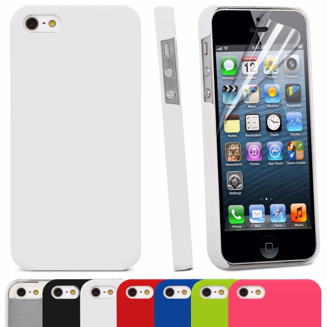 DeviceFun TM - Slim Fit Armour Snap On Hard Back Snap On Case Cover For Apple iPhone 5/5S/SE with FREE Screen Protector(White )