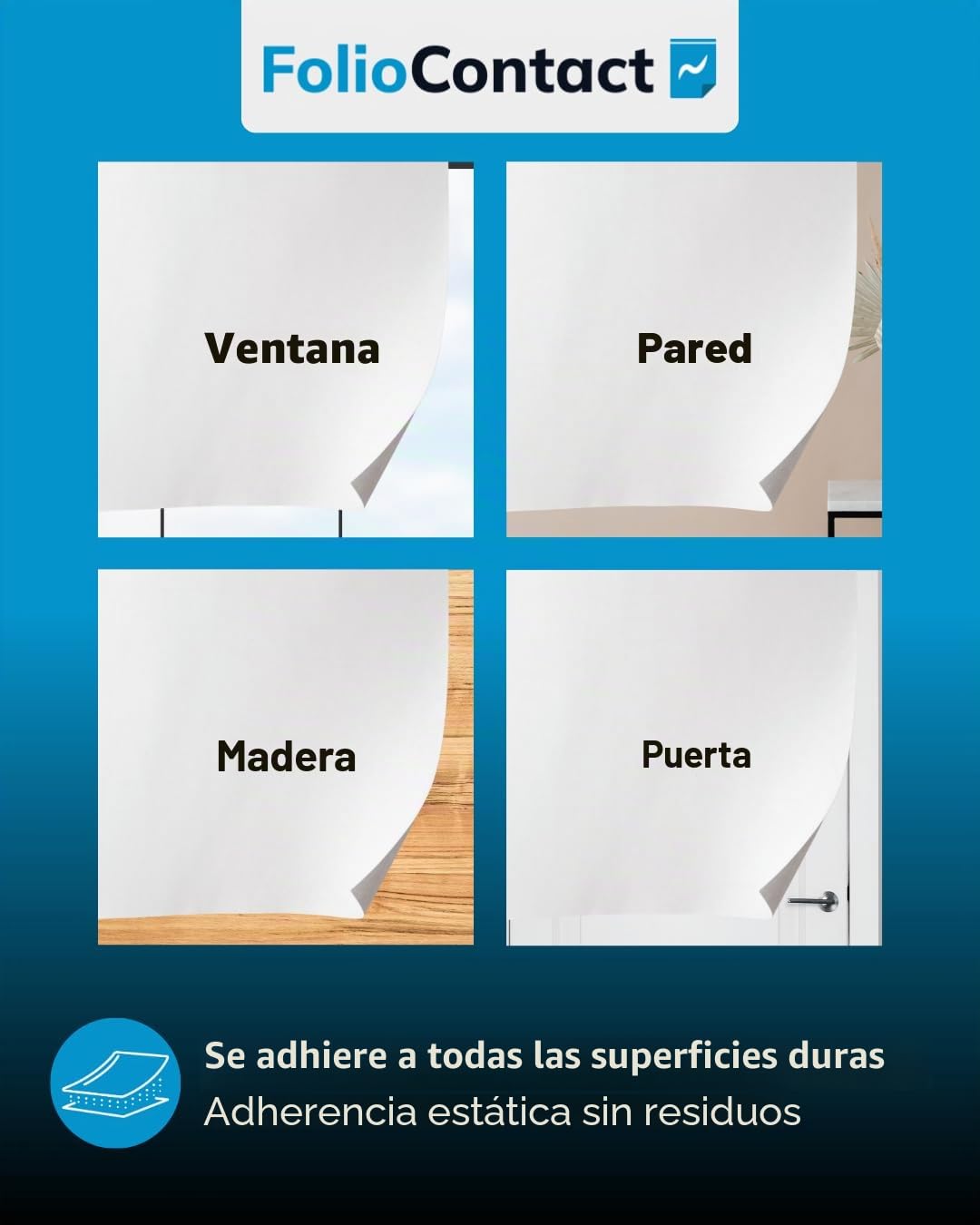 Pizarra blanca electrostática (se puede borrar, se pega sin adhesivos a casi todas las superficies)