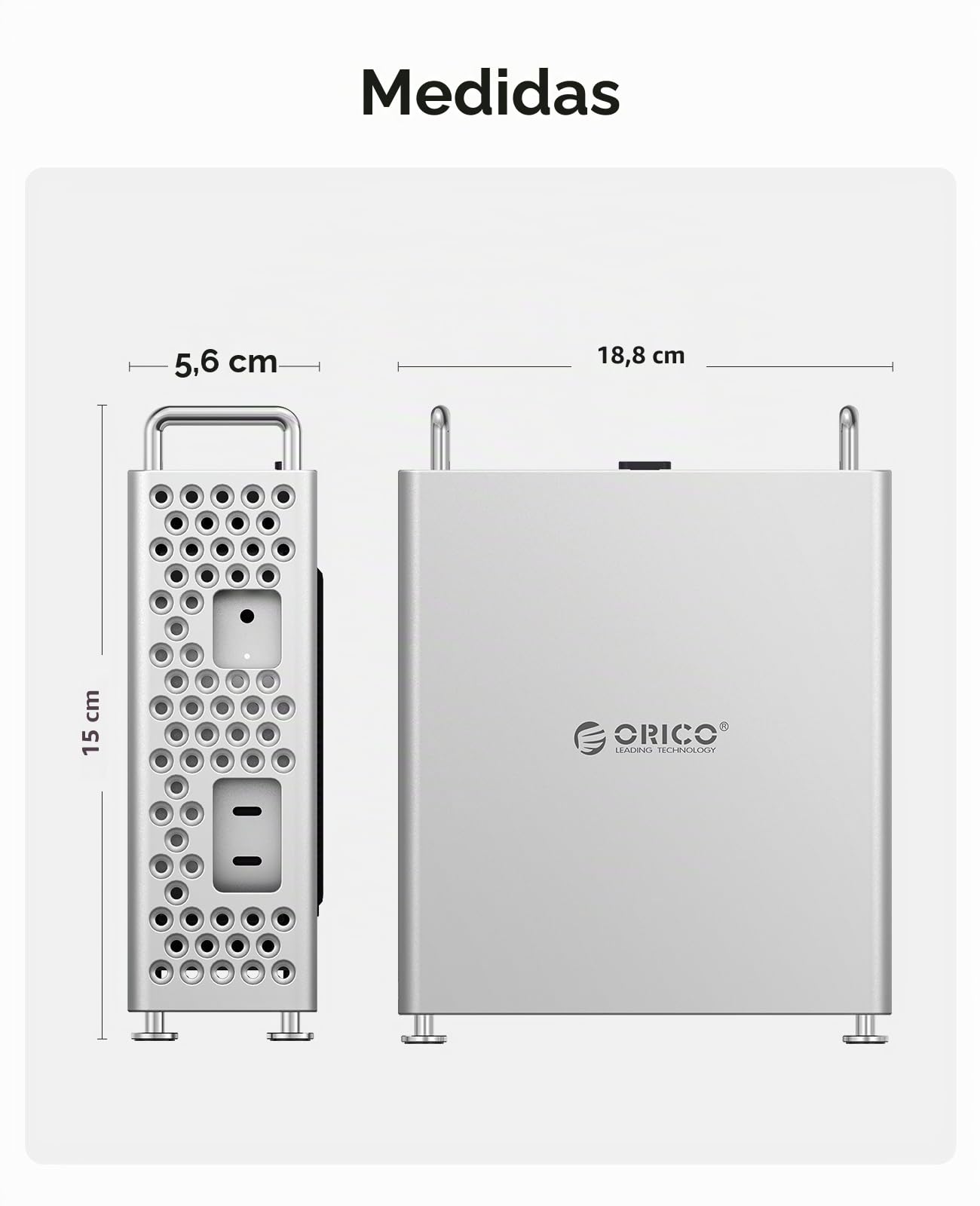 ORICO MiniPro Carcasa de Aluminio Soporte para Mac Mini M4 – Carcasa protectora de pie con capa interior de silicona suave, funda de montaje sin herramientas, base perfecta para Mac mini M4 Pro 2024