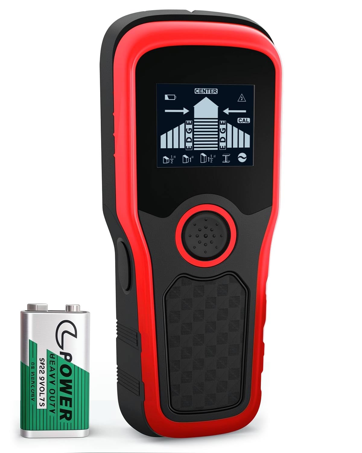 Wenleer 5-in-1 Stud Finder Wall Scanner with LCD Display & Audio Alarm โ Electronic Stud Detector for Detecting Wood, Metal, AC Wires, Pipes, and Joists with Edge & Centre Detection, Red