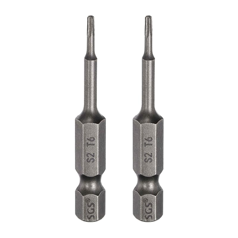 Bits de chave de fenda Torx T6 HARFINGTON com ponta magnética, haste sextavada de 6,35 mm, comprimento de 50 mm, aço S2, sem furo, 2 peças
