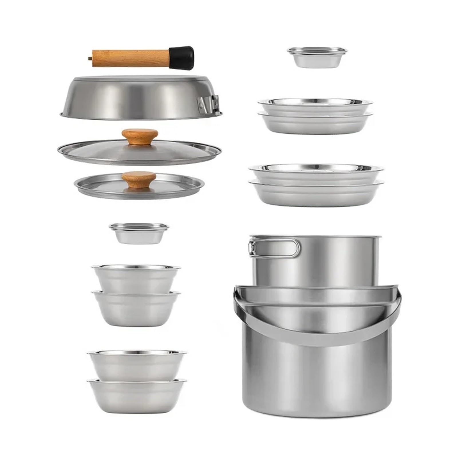Juego de ollas for acampar al aire libre, 14 Uds., 22(14 piece pot set)