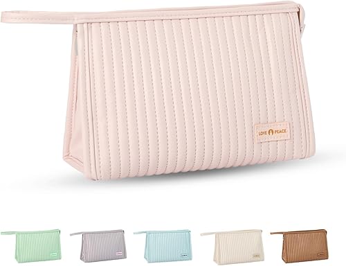 Pequeña bolsa de maquillaje compacta de gran capacidad, lindas bolsas estéticas para cosméticos para viajes, organizador de artículos esenciales de