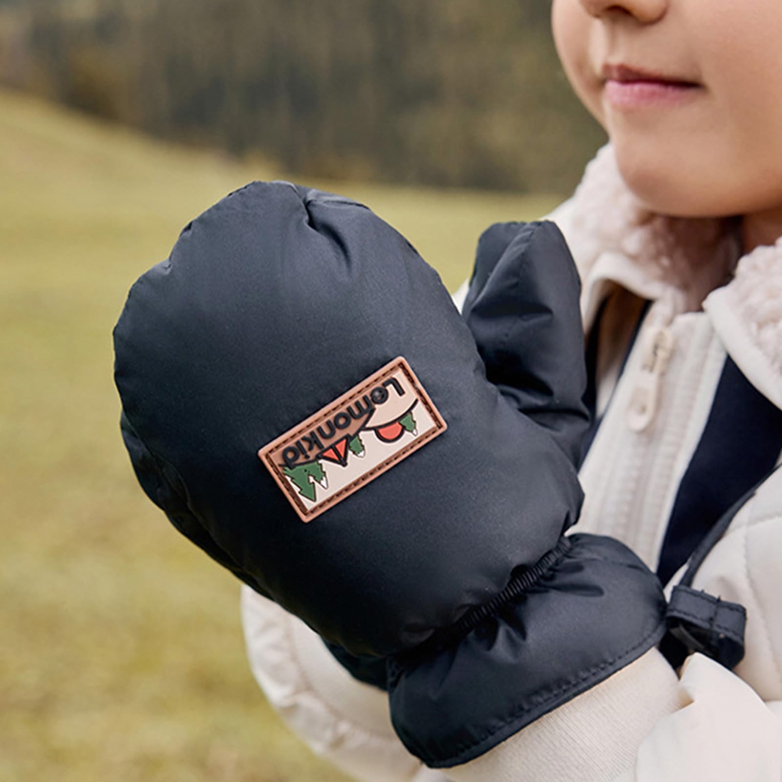 Guantes de esquí de invierno para niños, guantes cálidos con forro polar, diseño hermético y resistente al viento, guantes para niños, fáciles de transportar para niños y niñas