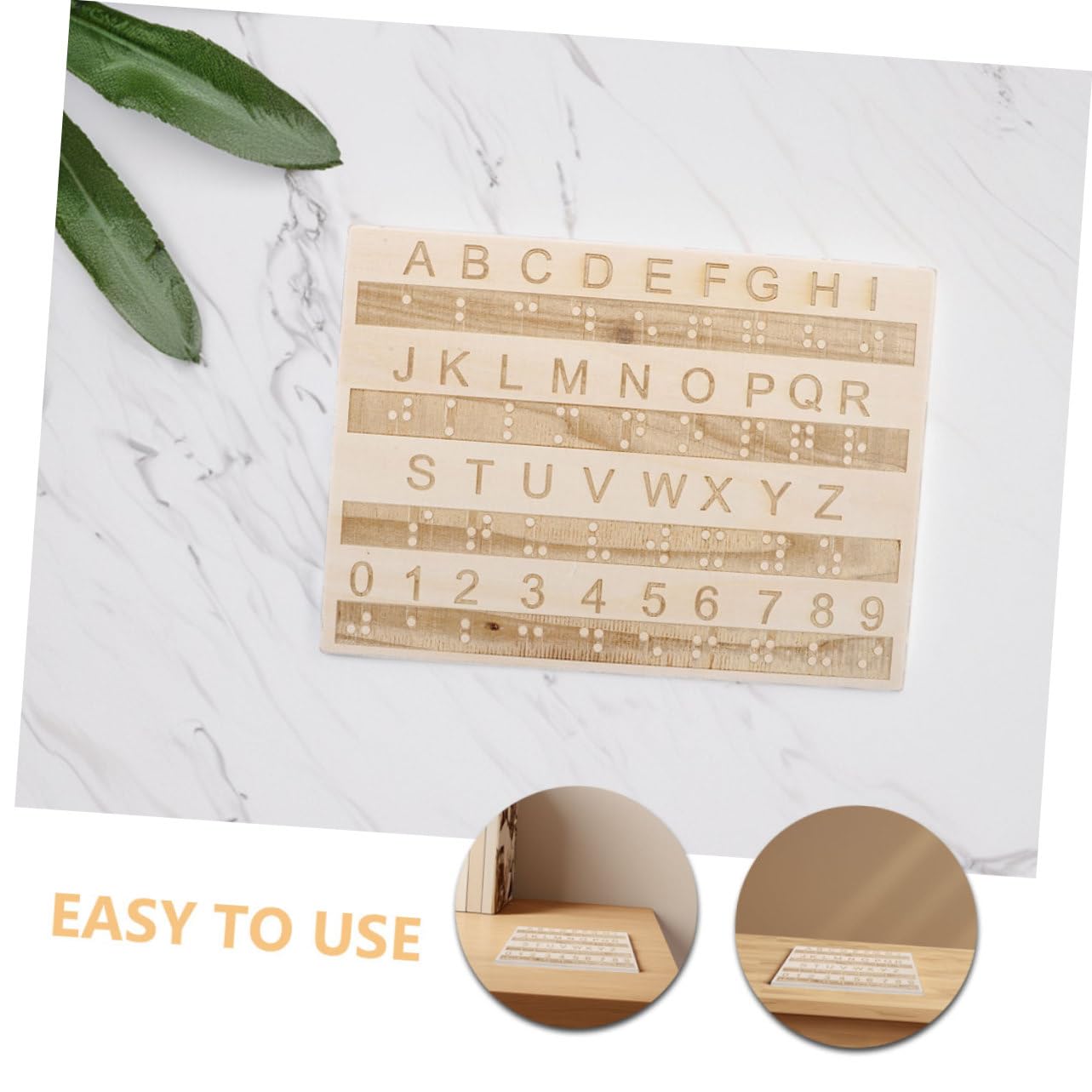 Kisangel Tablero de Alfabeto Braille de Madera, Ayuda Didáctica Táctil para Niños, 3 Piezas, Ligero y Fácil de Llevar, Aprendizaje Color Aleatorio