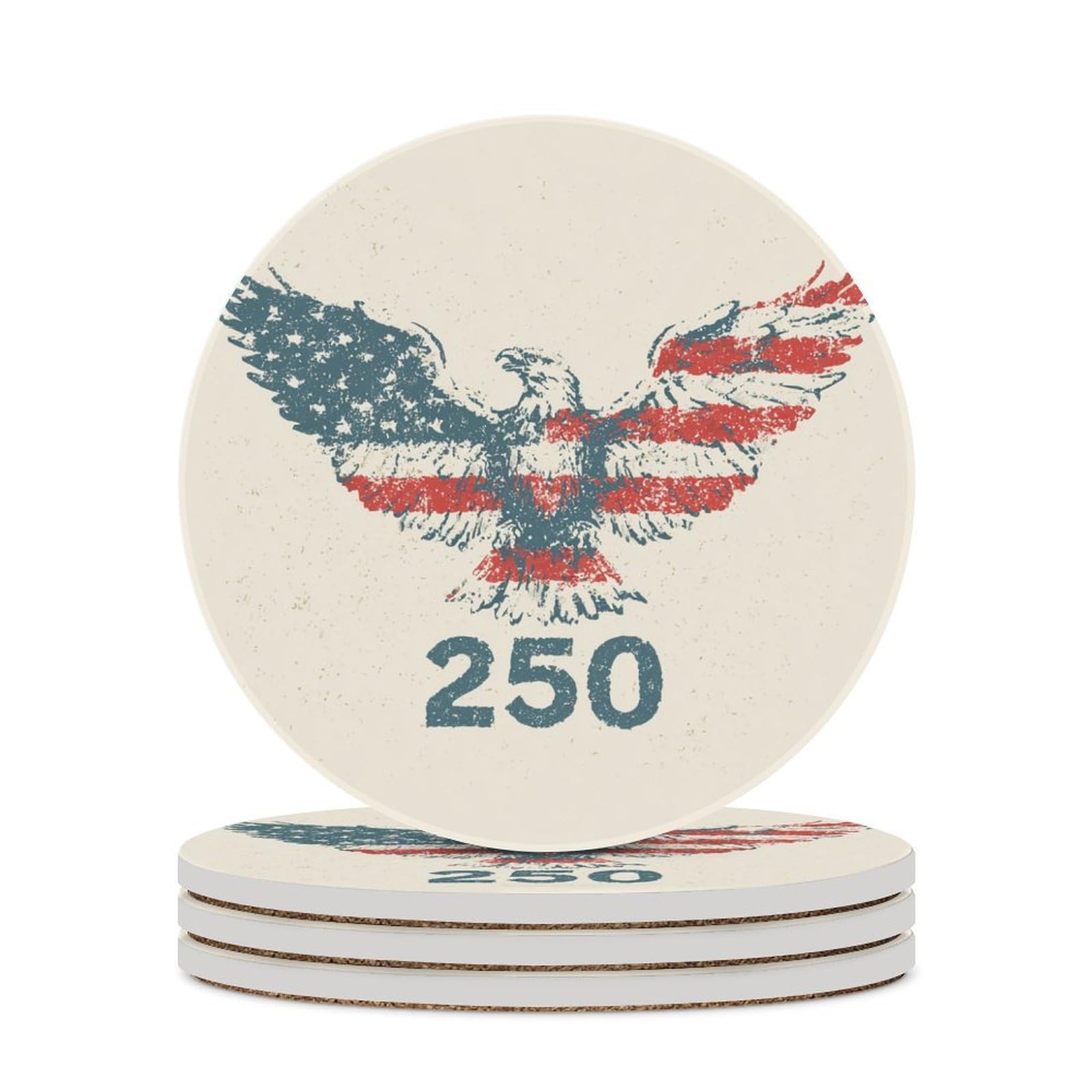 Patriotic Minimalist Bald Eagle with Spread Wings Coasters Set of 4 Absorbent Coasters