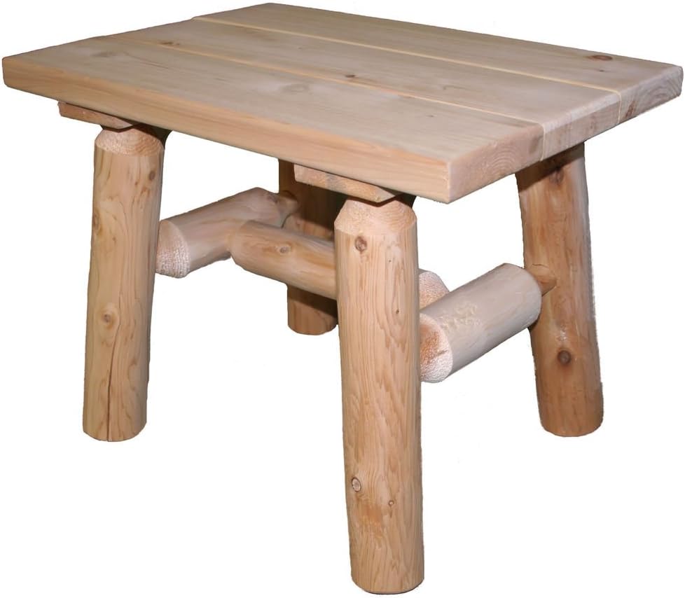 Cedar Log End Table, Natural