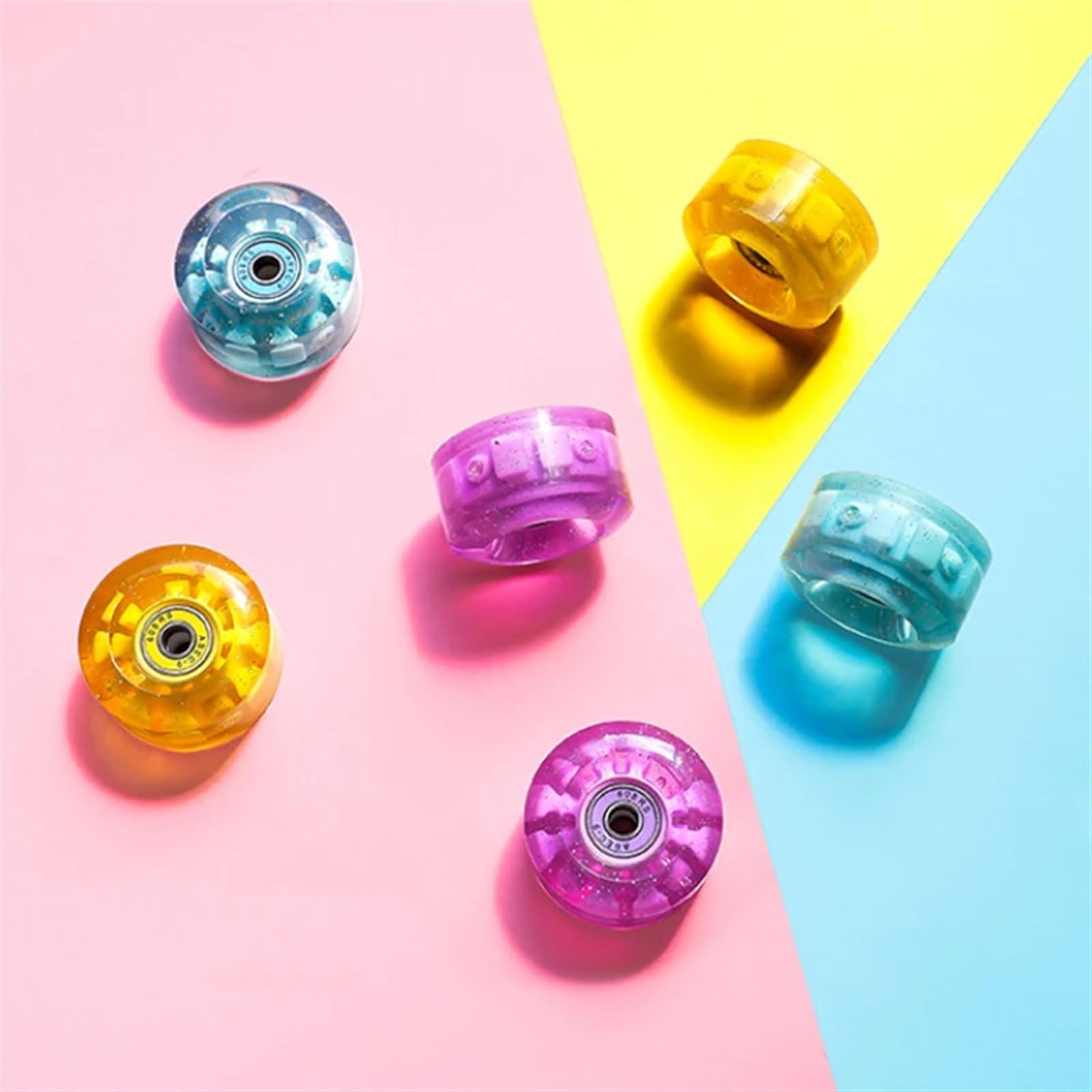 Inliner Rollen 1/4/8 stücke 58mm x 32mm PU 82A Zweireihige Rollschuhe Räder Skateboard 4 Räder Skates Hohe Elastische Leucht Rad Outdoor Skating