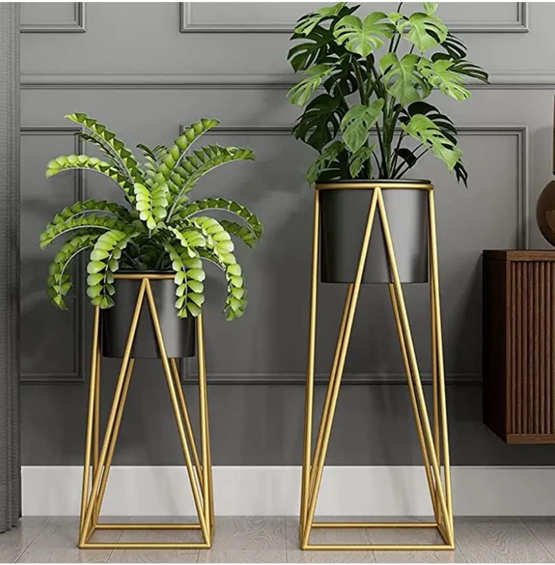 neumark impex Metal Iron Plant Stand for Indoor Outdoor Home and Garden Planter Pot Stand with Pot Pack of 2 with (Gold, Metal) (B07YCN659Y) Amazon Price History, Amazon Price Tracker