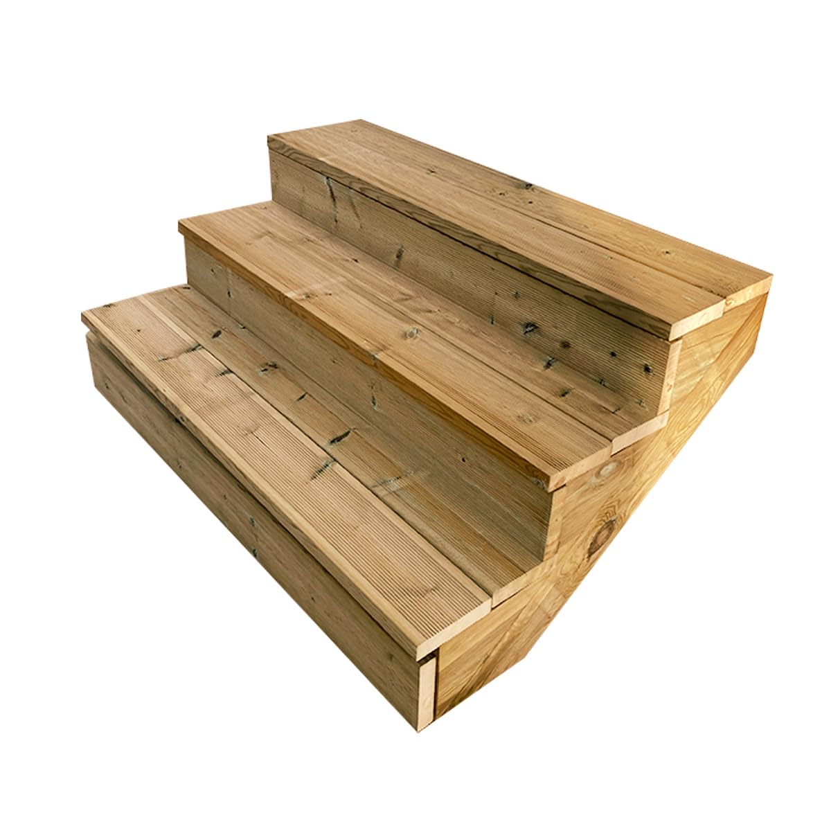 Vinuovo- Escalier extérieur Bois - Berlin - 3 marches H 54 cm - avec Contre-​marches, Largeur 120 cm - Vinuovo- Escalier en kit, en Bois Autoclave. pour Jardin. Balcon et Terrasse
