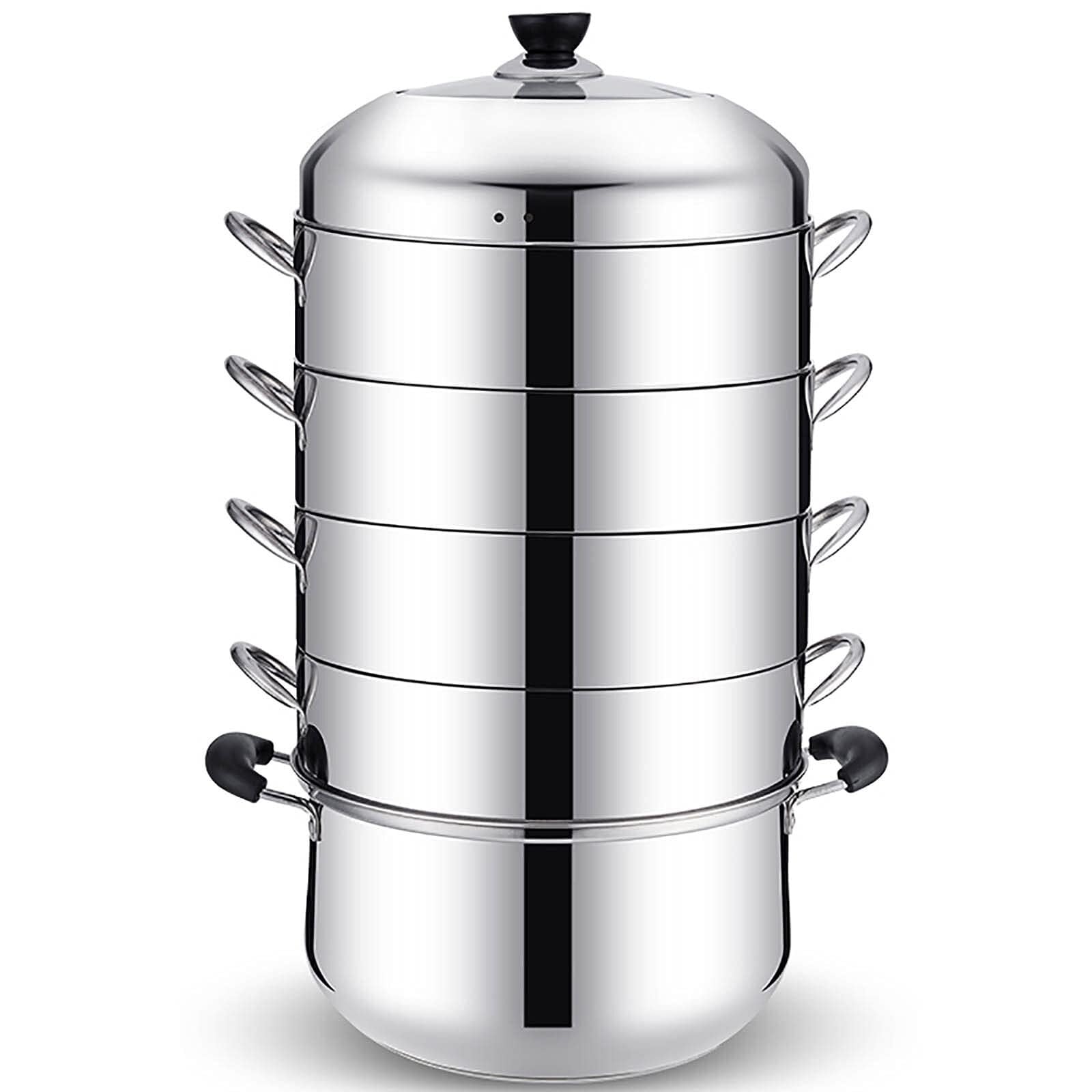 SaryEdge Stainless Steel Steamer Pot With Anti-Scald Handles, Design, For Steaming, Boiling & Stewing,32Cm,32Cm