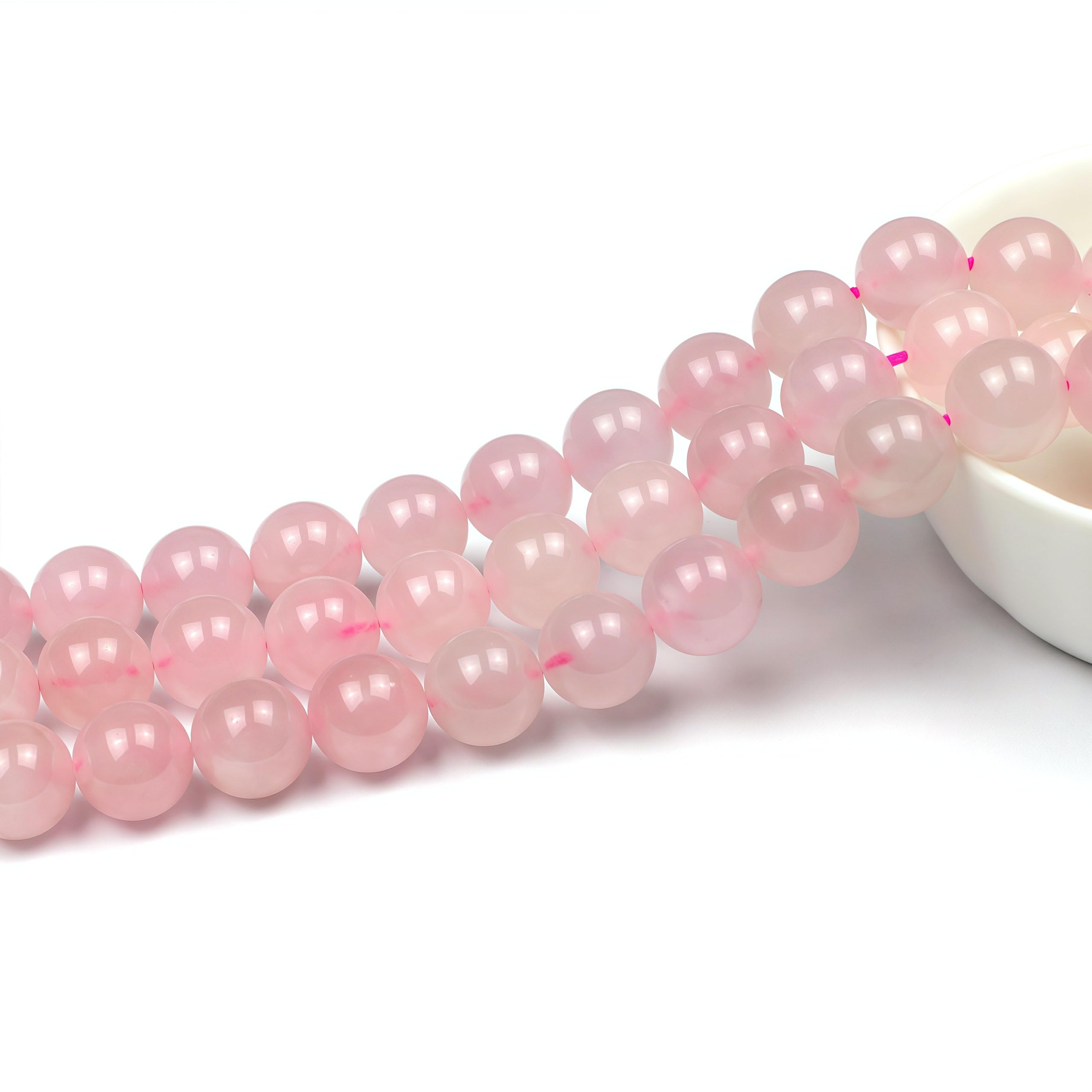MJDCB 6mm 60 piezas Cuentas de Piedra Cuarzo Rosa Redondas Sueltas Piedras Semipreciosas Naturales para Hacer Joyas Pulseras Collares — view 3