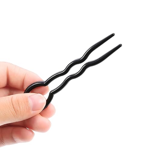 Miniatura 4 de 20 horquillas de agarre en forma de U, estilo francés, simple, rápido, espiral, trenzado, para dama, niña, mujer, negro y marrón