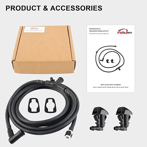 Miniatura 8 de Kit de boquillas de limpiaparabrisas compatible con manguera de chorro y líquido para lavadora F550 F450 F350 F250 con conector que reemplaza al OEM