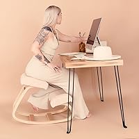 Vista 4 de Sleekform Silla ergonómica de rodillas Taburete mecedora de escritorio para oficina en casa para sentarse activamente, cojines cómodos de madera
