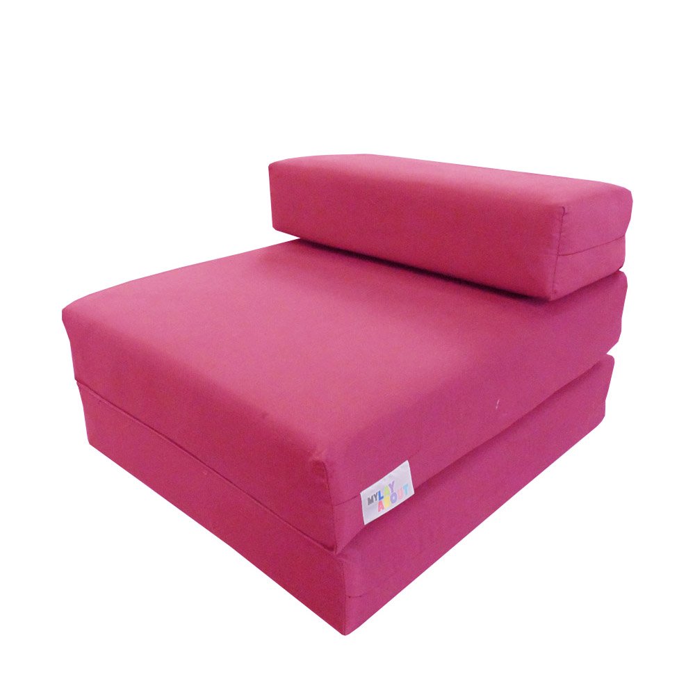 MyLayAbout Kids Z Bed - Memory Foam Chair bed & Fold up Mattress | Available in 11 colours. Perfect for childrens sleepovers, reading corners or gaming. (Fushia)
