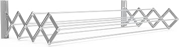 Juwel Ruckzuck 60 Clothes Drying Length 4.9m, Extendible Wall Dryer, Width 60cm, Max. Maximum Load 20 kg 40130, Silver, 4,9 Meter