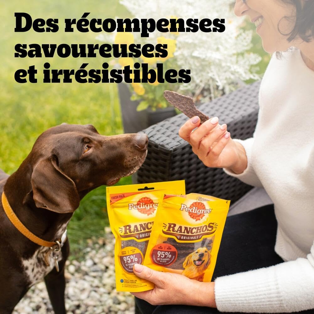 Pedigree Ranchos Originals – Récompenses riches en viande pour chien – Friandises au poulet – Tendres et savoureuses – 7 sachets de 70g