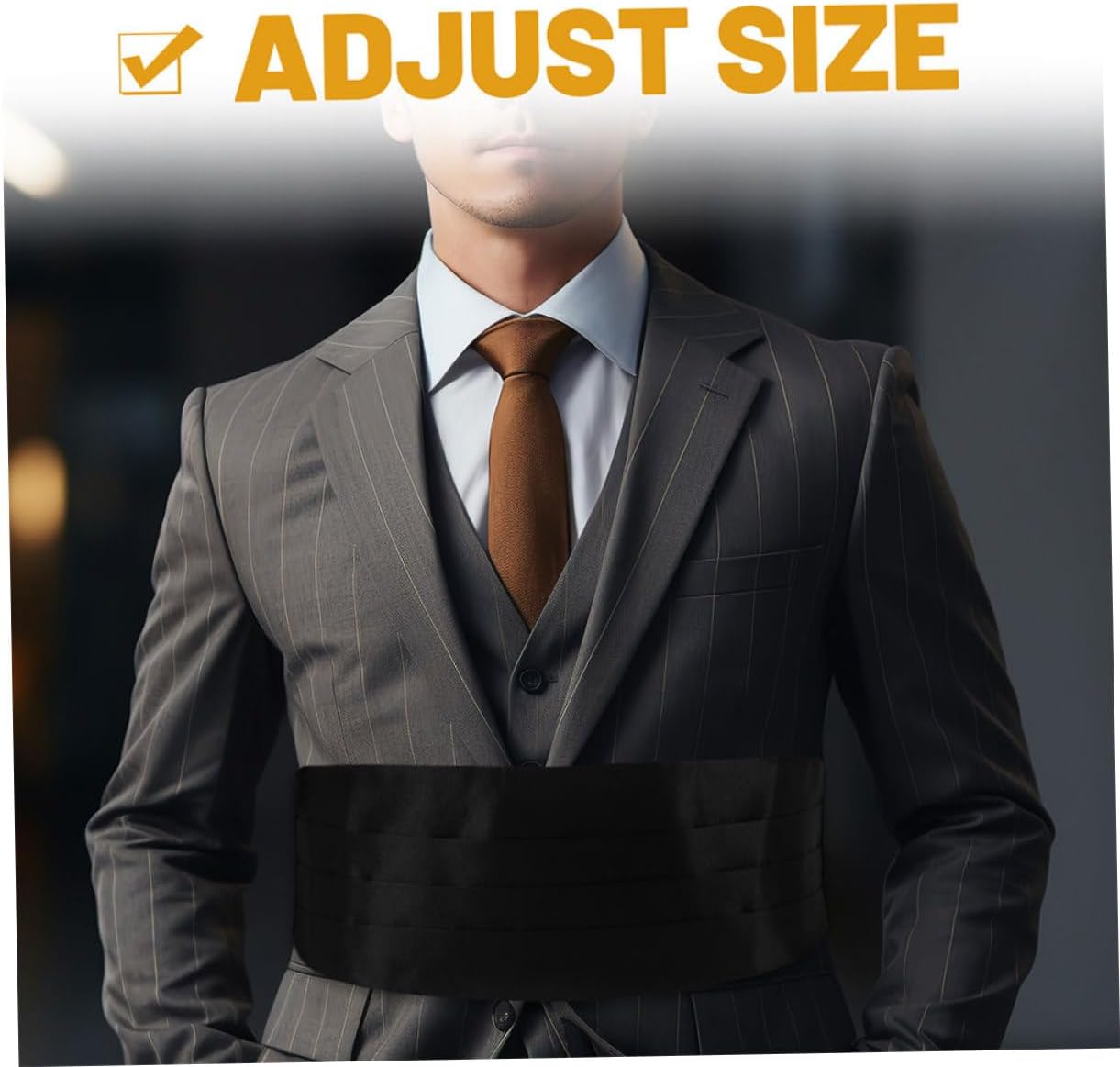 2pcs Men's Formal Cumberbund Satin Waistband Tuxedo Belt for Wedding Adjustable Fit Belt