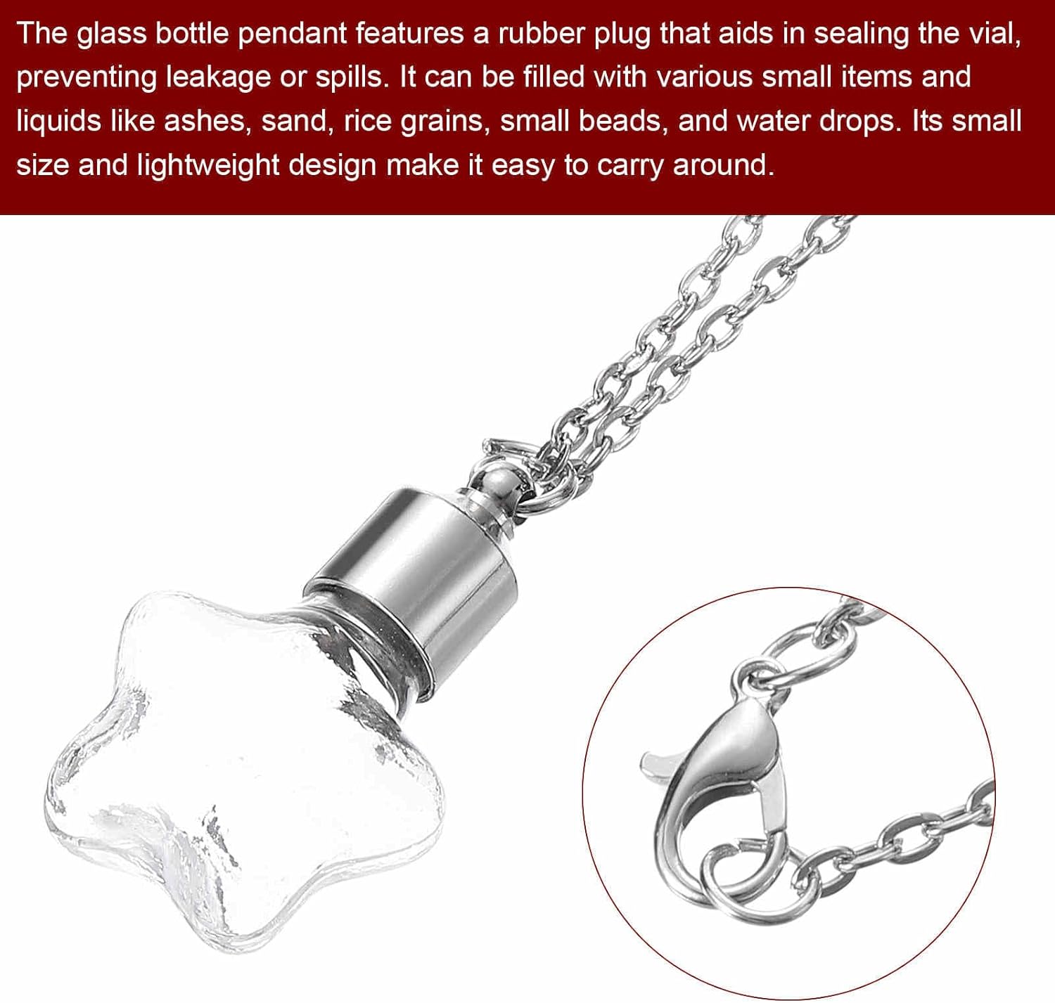 HARFINGTON 10 Pcs Name on Rice Glass Vial Pendant 21mm Width Mini Glass Bottles, for Necklace Wish Bottle DIY Pendant Craft Souvenirs - Image 4