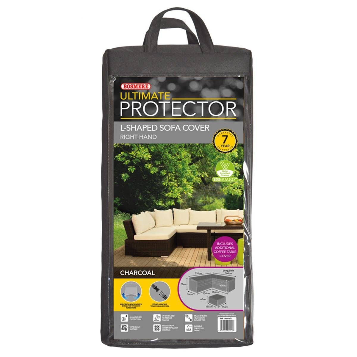 Bosmere Ultimate Protector (Modular) L Shaped Dining Cover Right Side Long Medium Charcoal UM667C