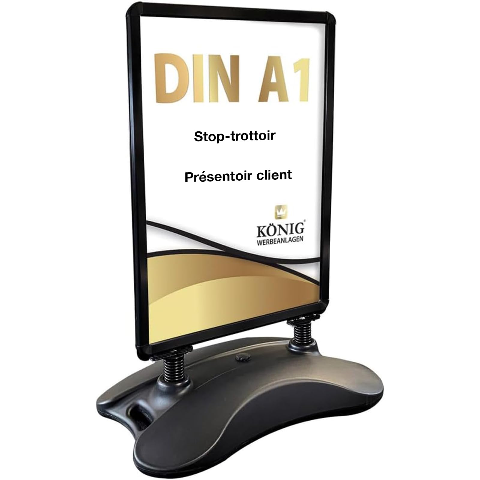 Dreifke Stop-trottoir Keitum Wind Line DIN A1 noir | Double face pour 2 affiches | Pied stable pour une bonne stabilité par vent et intempéries | Vitres de protection antireflet | Porte-affiche