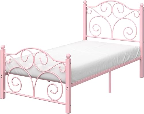 Miniatura 60 de VECELO Base de cama tamaño individual con cabecero y estribo, soporte de listones de metal resistente, base de colchón de plataforma, no necesita