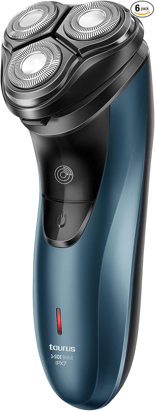 Taurus 3 Side Shave IPX7 - Afeitadora eléctrica, sin cable, seco o mojado, autonomía de 45 min, cortapatillas, Total Curve Technology, carga USB, ergonómica, cuchillas de acero inoxidable