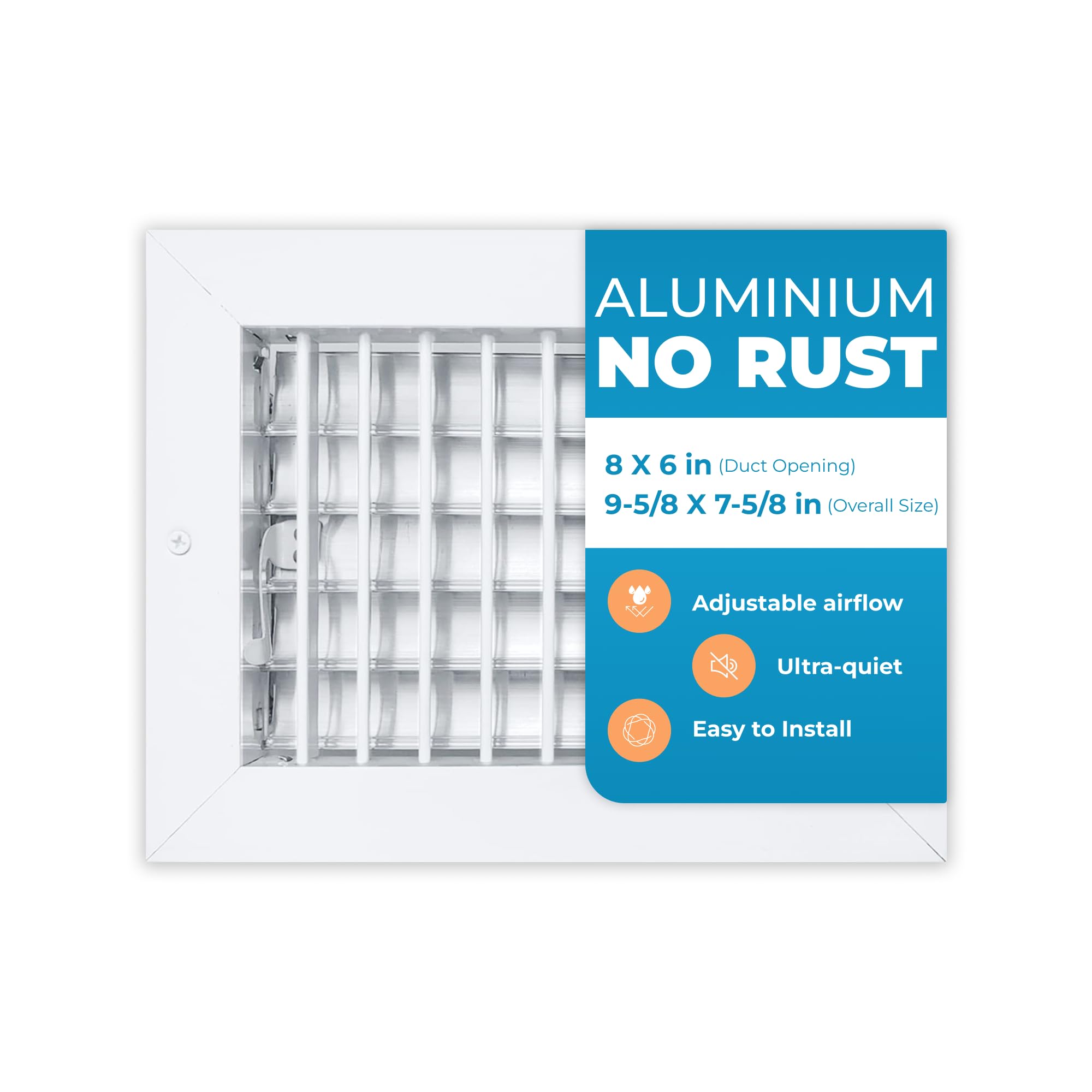 White Aluminum 8x6 Wall AC Grille