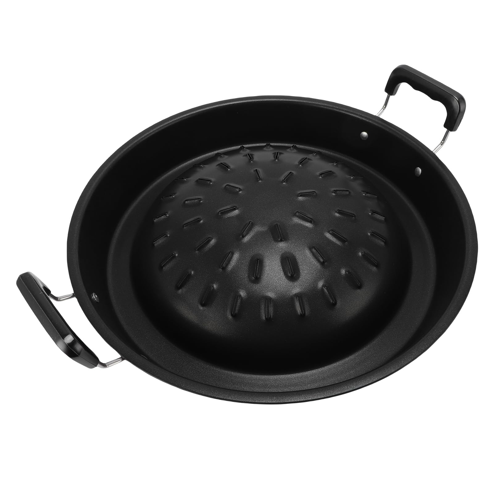Eujgoov Thai BBQ Grill Pan 2 in 1 Non Stick Even Heating Aluminum Hot Pot Grill for Versatile Cooking Experience in Home Use Friends Gathering - Aluminum (35cm/13.78in Black)