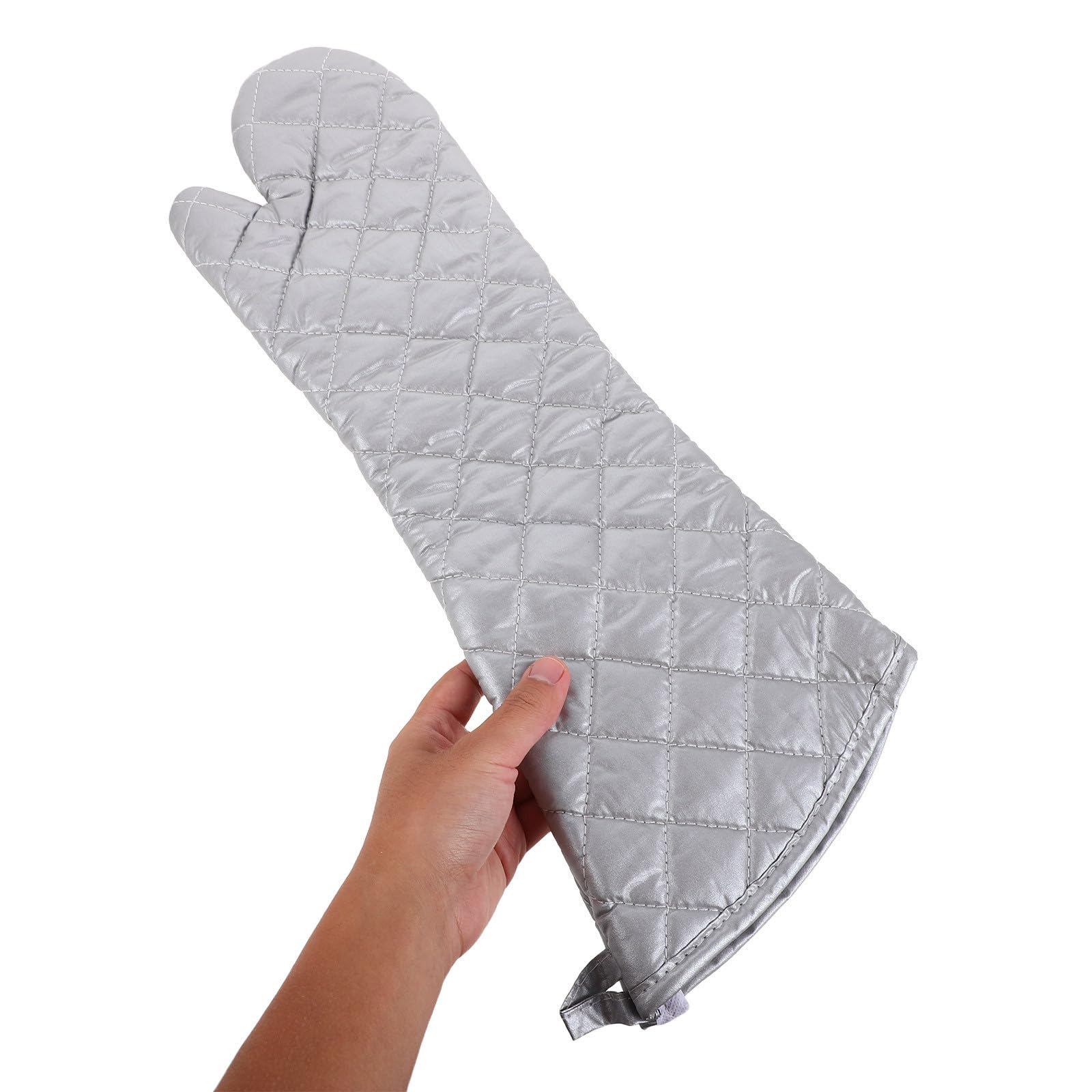 jojofuny Hitzebeständige mit Langem Schutz aus Polyester Baumwolle Ofenhandschuhe Silberne Topflappen zum Kochen und Backen in Küche