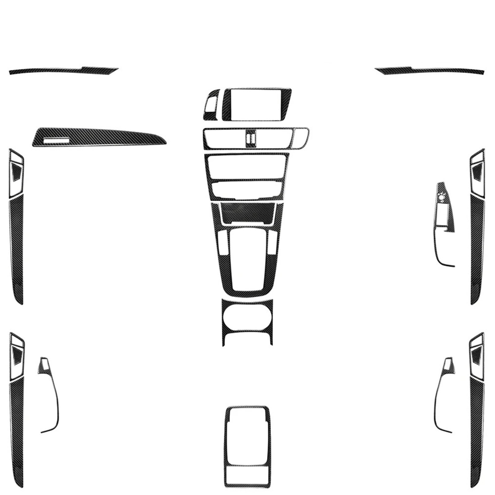 Interior Trim for Q5 for SQ5 8R 2009-2017 Carbon Fiber Center Console Dashboard Gear Shift Air Outlet Suite Car Interior Accessories Sticker Auto Central Inner(Black Carbon RHD)