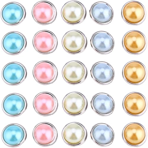 ARTIBETTER 50 piezas de mini sujetadores de papel multicolor pequeños redondos de metal sujetadores decorativos de perlas para manualidades, arte,